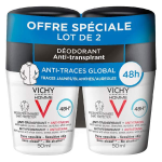 Vichy homme déodorant anti - transpirant anti - traces 48h roll - on lot de 2 x 50ml Vichy homme déodorant anti - transpirant anti - traces 48h roll - on lot de 2 x 50ml