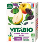 Vitabio gourdes pomme pruneau poire - fibres - bio - 4x100g
