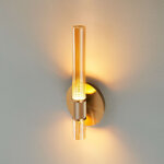 Applique cylindrique finition laiton art d�co verre ambr� - cyllia