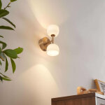 Applique led laiton � deux globes opalins en verre - nyss�a