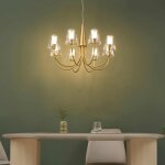 Grand lustre baroque dor� 8 bras verre transparent - cerenova