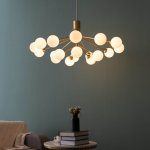 Grande suspension lgante dore  18 boules - audrey
