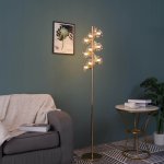 Lampadaire contemporain dor  verres ambrs - ambrosia
