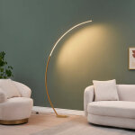 Lampadaire courbé led dimmable laiton mat 184 cm - thalia Lampadaire courbé led dimmable laiton mat 184 cm - thalia