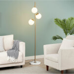 Lampadaire dor 3 globes blanc - estrela