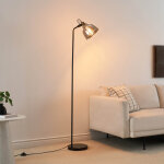 Lampadaire industriel noir verre fum� style atelier vintage - linz