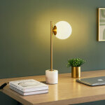 Lampe à poser marbre et verre blanc - estrela Lampe à poser marbre et verre blanc - estrela