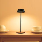 Lampe de table noire led sans fil  batterie rechargeable ip54 - vanyel