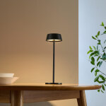 Lampe de table noire led sans fil � batterie rechargeable ip54 - vanyel