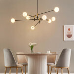 Lustre bras entremls noirs verre blanc - rodia