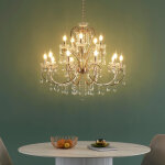 Lustre cristal or rose baroque 15 bras - pavia
