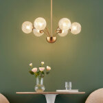 Lustre dor moderne 6 boules en verre - gala