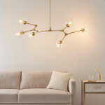 Lustre suspension dore style floral 6 boules - oflia