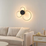 Plafonnier ou applique triple cercle noir et laiton dimmable - alisa Plafonnier ou applique triple cercle noir et laiton dimmable - alisa