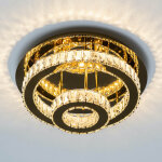 Plafonnier doré led cristal 2 cercles design - diez Plafonnier doré led cristal 2 cercles design - diez