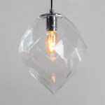 Suspension design verre transparent en forme de diamant - pinguetti