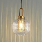 Suspension lanterne verre transparent et laiton - carmina