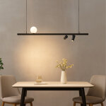 Suspension noire syst�me magn�tique 1 boule et 2 spots led 17w - lyne