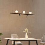 Suspension noire syst�me magn�tique 3 boules et 2 spots led 19w - lyne