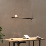 Suspension noire syst�me magn�tique un spot deux profil�s et une boule en verre 22w led - lyne