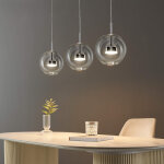 Suspension triple chromée led boule transparente - gica Suspension triple chromée led boule transparente - gica