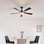 Ventilateur de plafond dimmable noir 132 cm clairage led et cct - cosmo