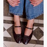 Ballerine bianca marron fonc�