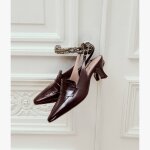 Escarpin slingback eug�nie marron fonc�