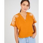 Blouse brod�e en double gaze effet cr�p�