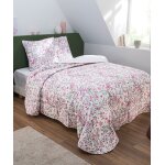 Couvre - lit matelass imprim fleurs et oiseaux