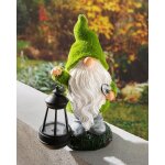 Gnome de jardin avec lanterne solaire