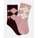 Lot de 2 paires de chaussettes losanges soie et thermolactyl