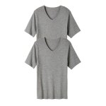 Lot de 2 t - shirts col v, manches courtes, essential pur coton peign