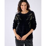Pull maille poilue � motif v�g�tal brillant