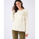 Pull maille poilue à motif végétal brillant Pull maille poilue à motif végétal brillant