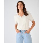 T - shirt maille c�tel�e et dentelle