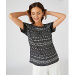 Tee - shirt dtails fantaisie mlange lin, manches courtes