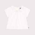 Blouse manches courtes en seersucker ray�e