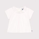 Blouse manches courtes en seersucker ray�e