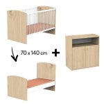 Chambre alice duo : lit 70 x 140 cm volutif + commode