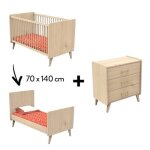 Chambre arty duo : lit b�b� 70 x 140 cm �volutif + commode