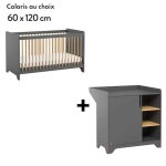 Chambre leaf : lit 60x120 + commode avec plan  langer