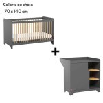 Chambre leaf : lit 70x140 + commode avec plan  langer