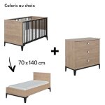 Chambre marcel : lit volutif 70 x 140 + commode