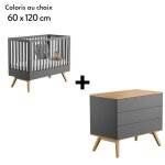 Chambre nature : lit 60x120 + commode