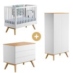 Chambre nature : lit 70x140 + armoire + commode