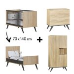 Chambre new york : lit 70x140 volutif + commode + armoire