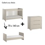 Chambre ova duo: lit b�b� �volutif 70 x 140 cm + commode
