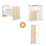 Chambre paulin : lit 60x120 + armoire + commode