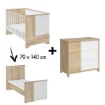 Chambre sacha duo : lit b�b� �volutif 70 x 140 cm + commode